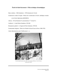 Fiche technique chronologique de l'école du Saint-Sacrement