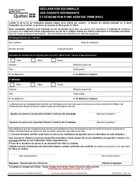 Déclaration solennelle des parents répondants et désignation d'une adresse principale