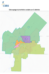 Découpage du territoire scolaire de Sherbrooke en 5 districts