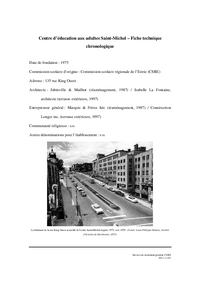 Fiche technique chronologique du Centre d'éducation aux adultes Saint-Michel