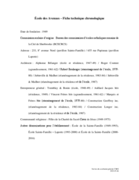 Fiche technique chronologique de l'école des Avenues