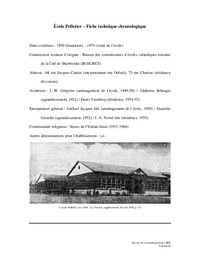 Fiche technique chronologique de l'école Pelletier
