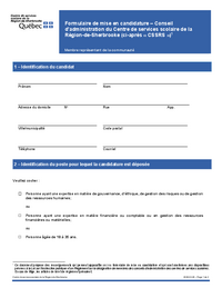 Formulaire de mise en candidature et attestation d'un membre représentant de la communauté au CA du CSSRS