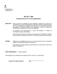 Procédure relative à la reconnaissance