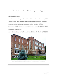Fiche technique chronologique de l'école des Quatre-Vents