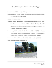 Fiche technique chronologique de l'école de l'Assomption