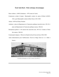 Fiche technique chronologique de l'école Saint-Roch