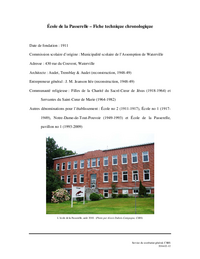 Fiche technique chronologique de l'école de la Passerelle