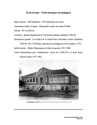 Fiche technique chronologique de l'école Garnier
