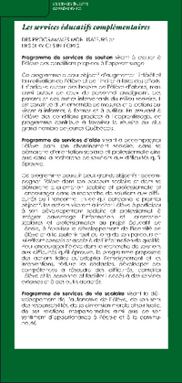 Brochure : Les services éducatifs complémentaires
