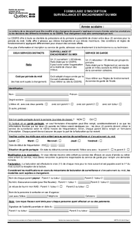 Formulaire d'inscription à la surveillance et à l'encadrement du midi
