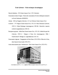 Fiche technique chronologique de l'école Sylvestre