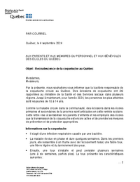 Lettre : Recrudescence de la coqueluche au Québec