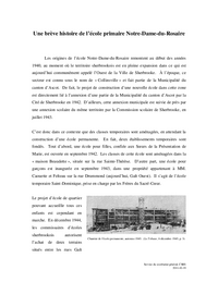 Une brève histoire de l’école primaire Notre-Dame-du-Rosaire