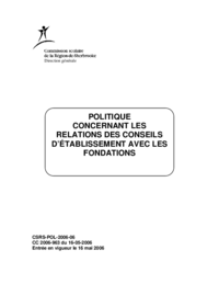 Politique concernant les relations des conseils d'établissement avec les fondations