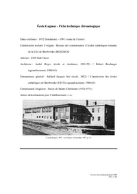 Fiche technique chronologique de l'école Gagnon
