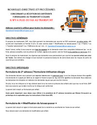 Nouvelles directives et procédures concernant la réception des différents formulaires au transport scolaire
