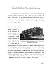 Une brève histoire de l’école primaire Sylvestre