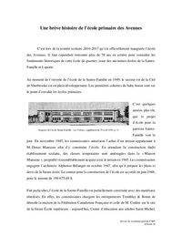Une brève histoire de l’école primaire des Avenues