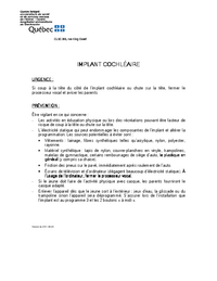Plan d'intervention : Implant cochléaire