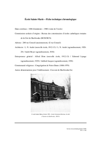 Fiche technique chronologique de l'école Sainte-Marie
