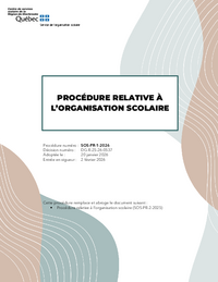 Procédure relative à l'organisation scolaire