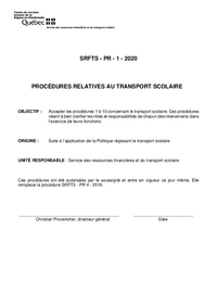 Procédures relatives au transport scolaire