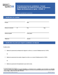 Formulaire de mise en candidature et attestation d'un membre représentant le personnel au CA du CSSRS