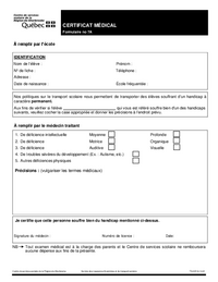 Formulaire de certificat médical