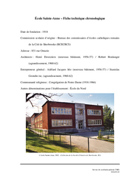 Fiche technique chronologique de l'école Sainte-Anne
