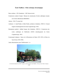 Fiche technique chronologique de l'école Chalifoux