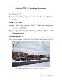 Fiche technique chronologique de l'école Jean-XXIII