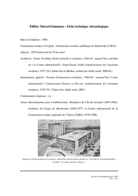 Fiche technique chronologique de l'Édifice Marcel-Simoneau