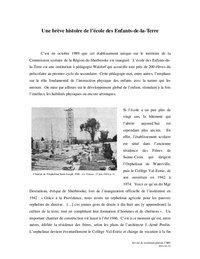 Une brève histoire de l’école des Enfants-de-la-Terre