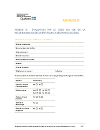 Annexe 3 : Formulaire d'évaluation par le CSSRS (en vue de la reconnaissance des unités pour la délivrance du DES)