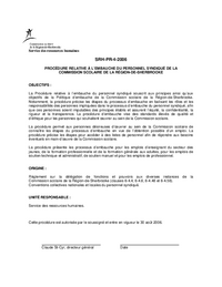 Procédure relative à l'embauche du personnel syndiqué de la CSRS