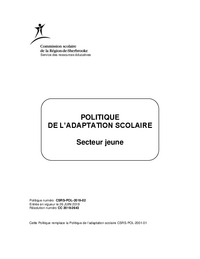 Politique de l'adaptation scolaire (secteur jeune)