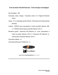 Fiche technique chronologique de l'école secondaire Mitchell-Montcalm