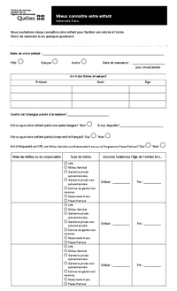 Questionnaire : Mieux connaître votre enfant de la maternelle 5 ans