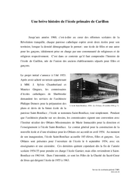 Une brève histoire de l’école primaire de Carillon