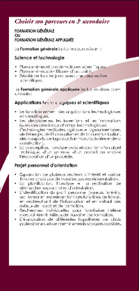 Brochure : Choisir son parcours en 3e secondaire