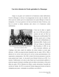 Une brève histoire de l’école spécialisée Le Monarque