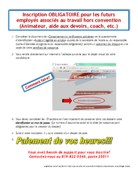 Guide d'inscription obligatoire pour les futurs employés associés au travail hors convention (animateur, aide aux devoirs, coach, etc.)