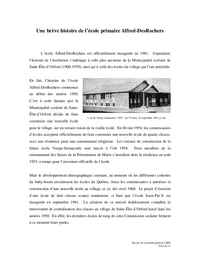 Une brève histoire de l’école primaire Alfred-DesRochers
