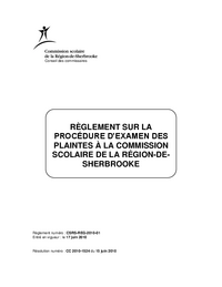 Règlement sur la procédure d'examen des plaintes à la CSRS