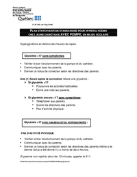 Plan d'intervention : Diabète (type 2 - hyperglycémie)