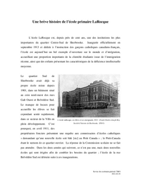 Une brève histoire de l’école primaire LaRocque