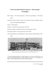 Fiche technique chronologique de l'école Notre-Dame-du-Rosaire (école pour garçons)