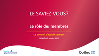 Le saviez-vous? Le rôle des membres - Conseil d'établissement 2022