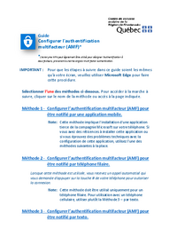 Guide pour configurer l'authentification multifacteur (AMF)